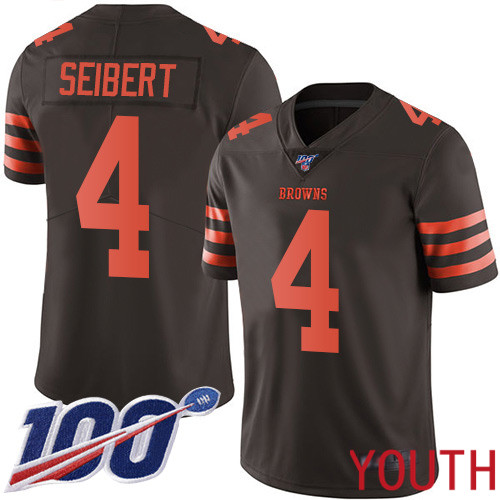 Cleveland Browns Austin Seibert Youth Brown Limited Jersey 4 NFL Football 100th Season Rush Vapor Untouchable